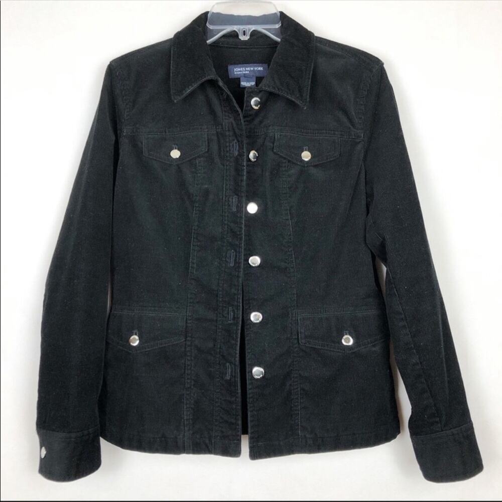Jones New York Women's Button Down Black Corduroy Jacket Size Small